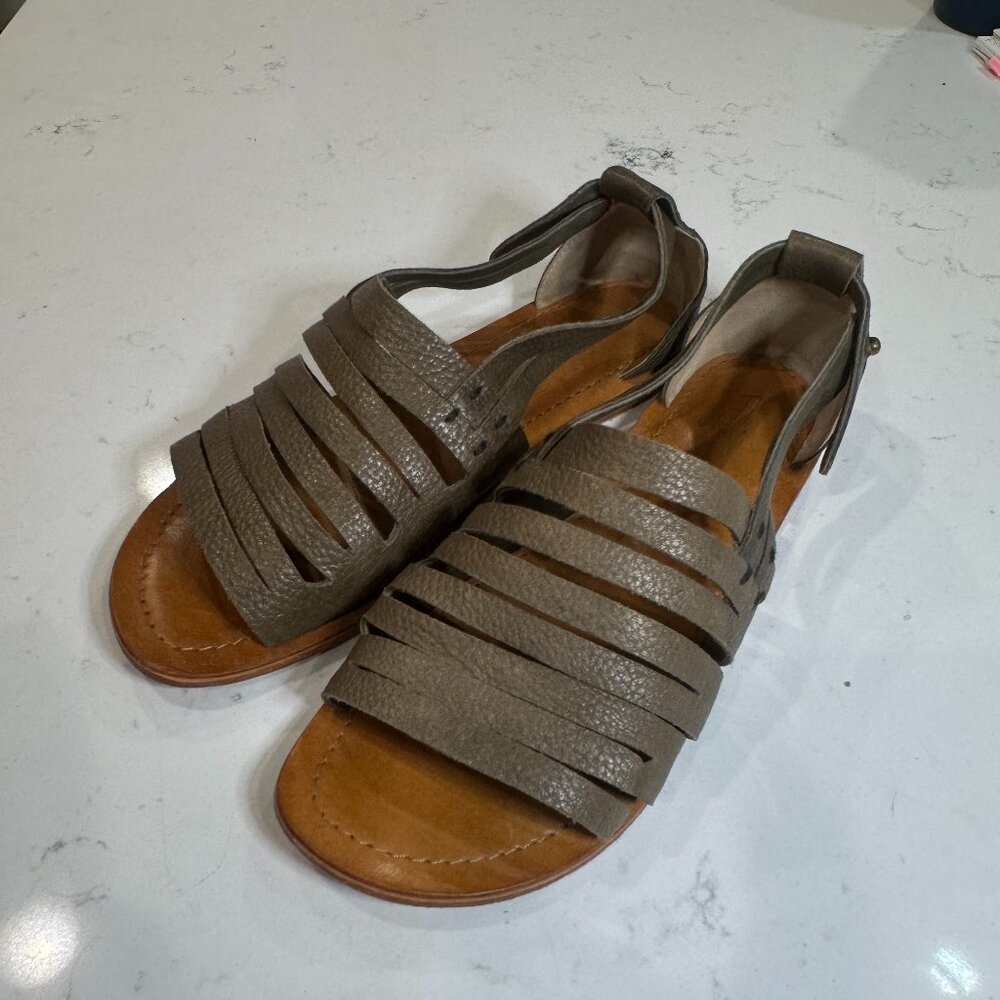 J. Shoes Huarache Sandals in Olive Pebbled Leather